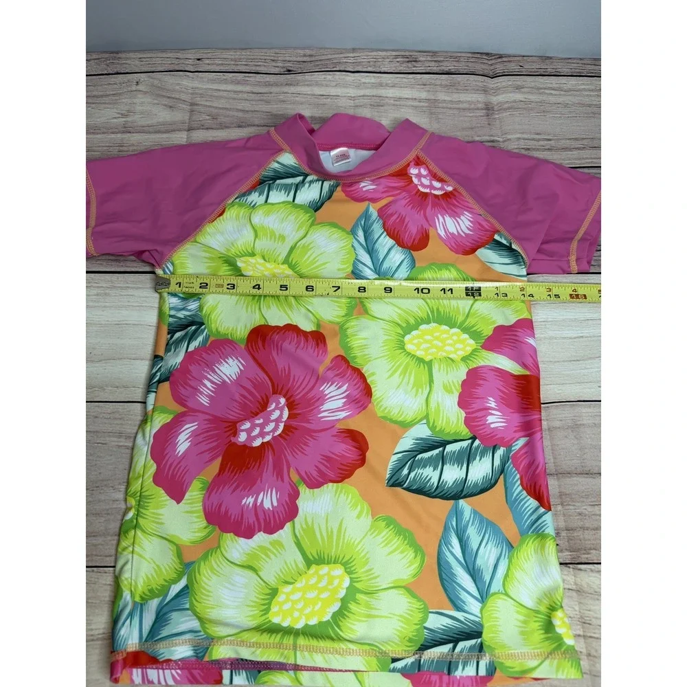 Girls Floral Short Sleeve Rashguard Size 14